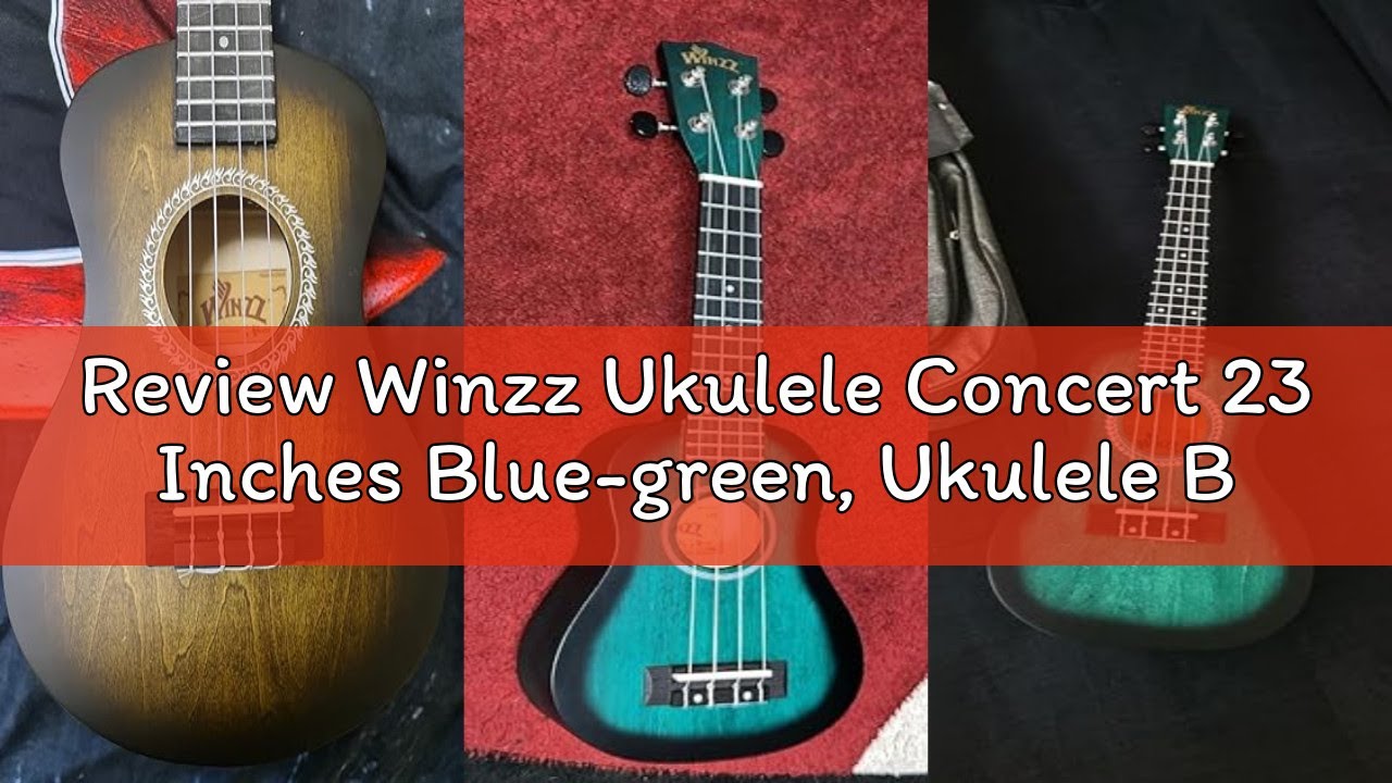Review Winzz Ukulele Concert 23 Inches Blue-green, Ukulele Beginner Kit for Adults and Children, Uni