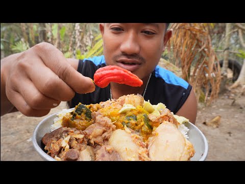 Mukbang 2.0 with huge king chilli | Pork fats | Yummy pumpkin curry.