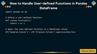 How to Handle User defined Functions in Pandas DataFrame