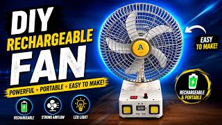 How To Make Rechargeable Fan with PowerBank and LED Light