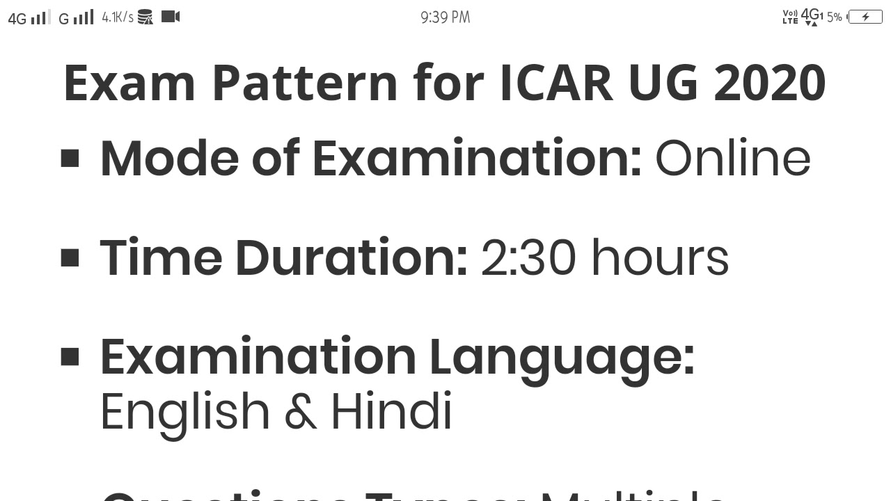 Icar 2020 exam Pattern and subjects | Exam, admit card ,result date