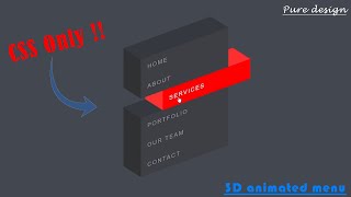 3D sliding menu with animation effewct by HTML&CSS only !!