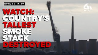 Homer City power plant demolition draws crowds as smokestacks collapse