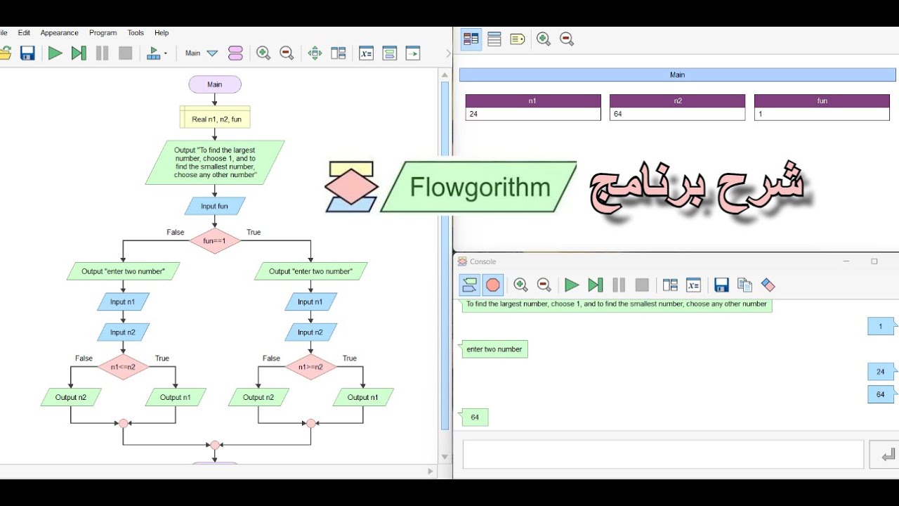 شرح استخدام flowgorithm افضل برنامج لتعلم البرمجة بسهولة (1) - YouTube