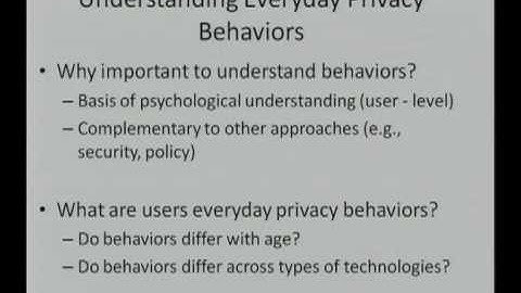 CERIAS Security: Human Factors Approaches to Preserving Privacy 1/6
