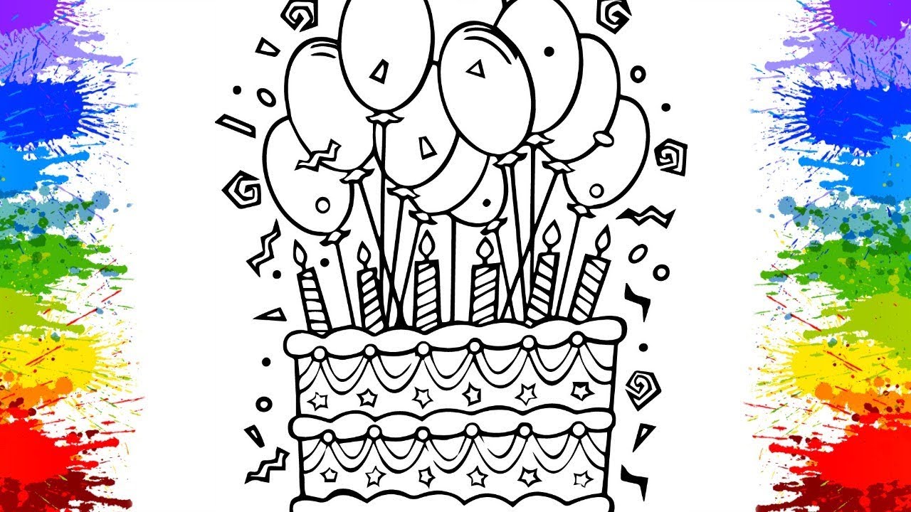 Bolo de Aniversário - Desenhos para Colorir - Brinquedos de Papel