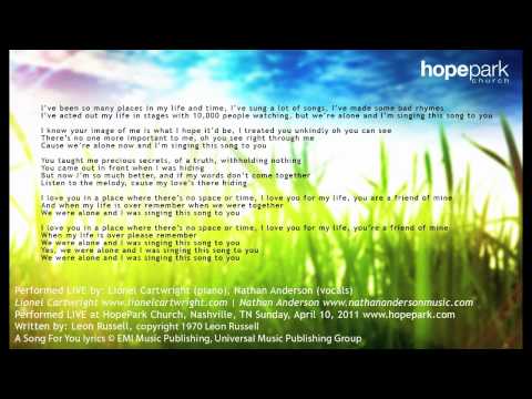 A Song For You performed Live at HopePark by Lione...