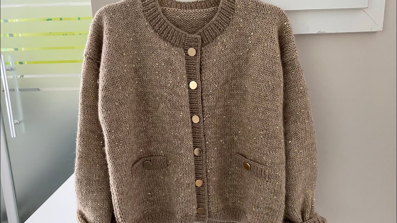 Yetişkin pullu-payetli hırka yapımı / S Beden