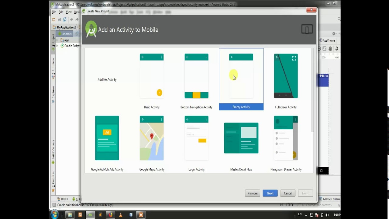 how to create an new project in android studio - YouTube