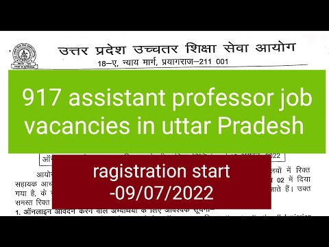 917  assistant professor job vacancies in uttar Pradesh