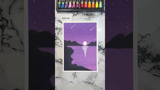 🌌✨Easy Night Sky Lake Scenery Drawing #shorts #art #drawing #oilpastel Update