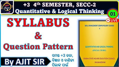 +3 4th Semester SECC-2 | Quantitative & Logical Thinking Syllabus | Question Pattern
