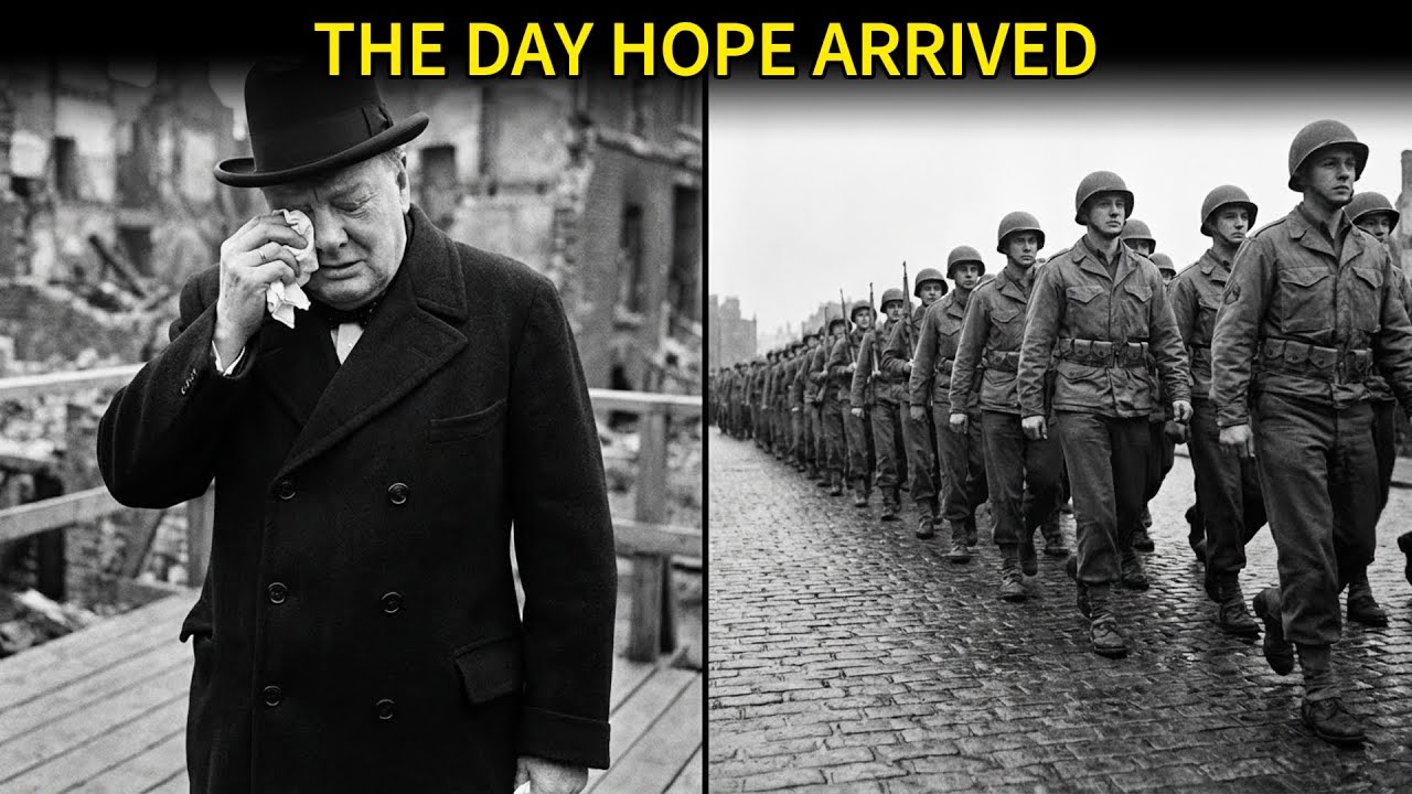 What did Churchill do when American soldiers entered London?