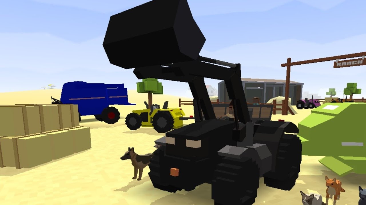 Blocky Farm and Racing - BACKHOE HAY BALES | 