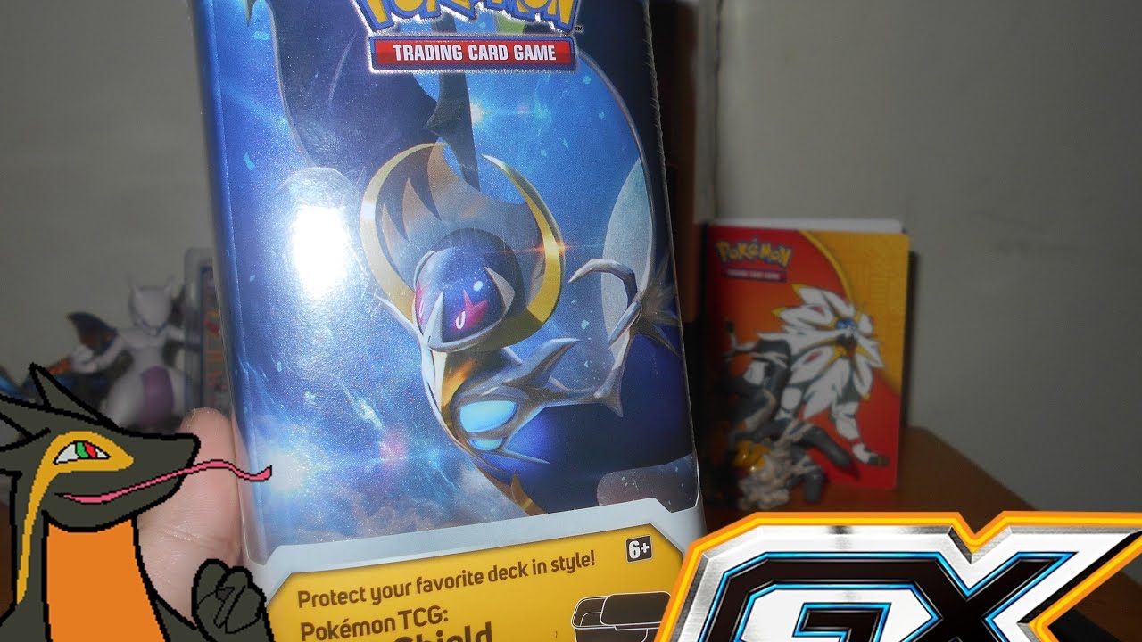 youtube editor needed Pokemon Lunala Deck Shield Tin unboxing + free code