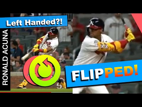 Ronald Acuna Jr. Reversed Baseball Swing Slow Motion - Home Run Hitting Mechanics Instruction Hit