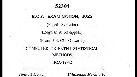 Computer Oriented Statistical Methods BCA  4th SEM July 2022 Previous Year Question Paper CRSU