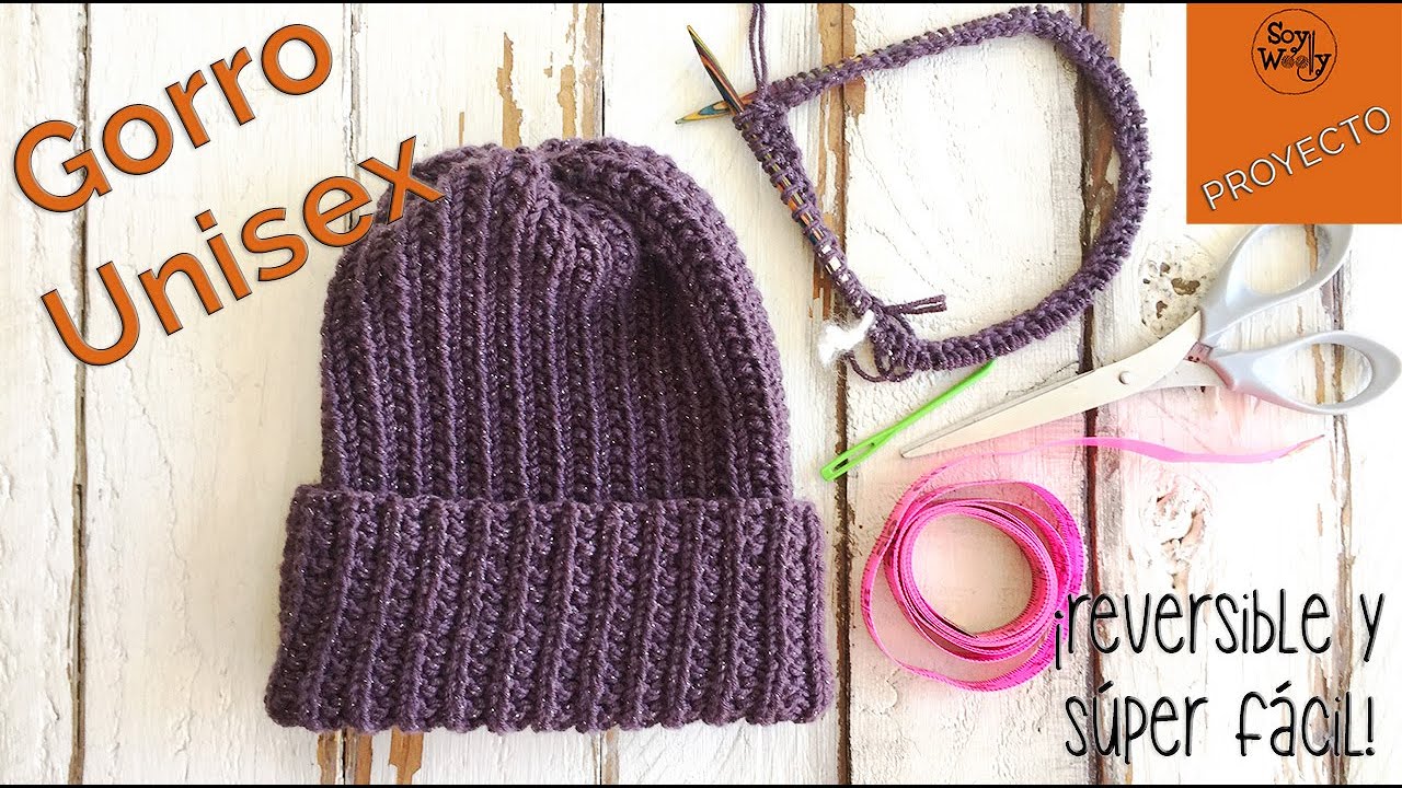 Gorro Unisex y Reversible, súper fácil, tejido en dos agujas (para toda la familia) - Soy Woolly