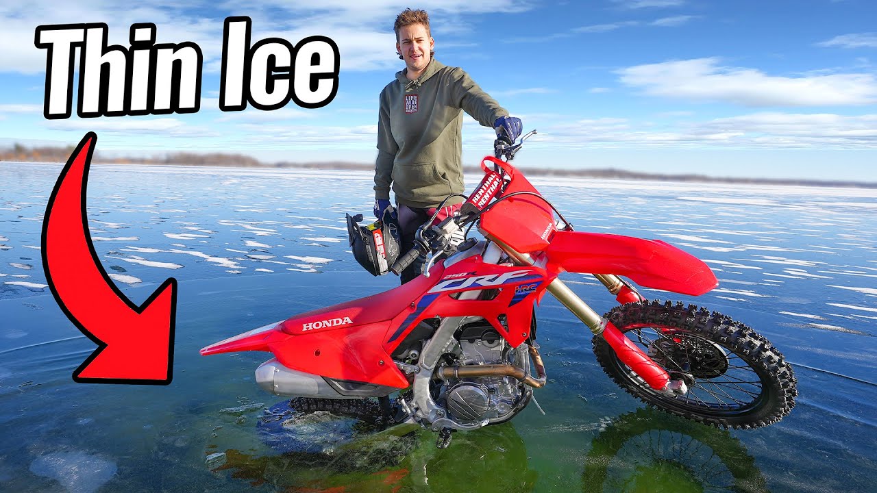 Dirt Bike Falls Through Ice! (Sinks to Bottom)