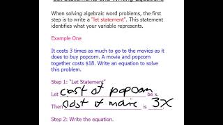 Let Statements and Equations