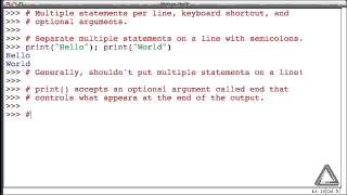 Unit 1 Video 4: Multiple Statements per Line, Keyboard Shortcuts, & Optional Arguments