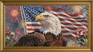 Bald Eagle & Flag, Fireworks | 3-Hour Patriotic Impressionist Oil Painting | Frame TV 4K Art