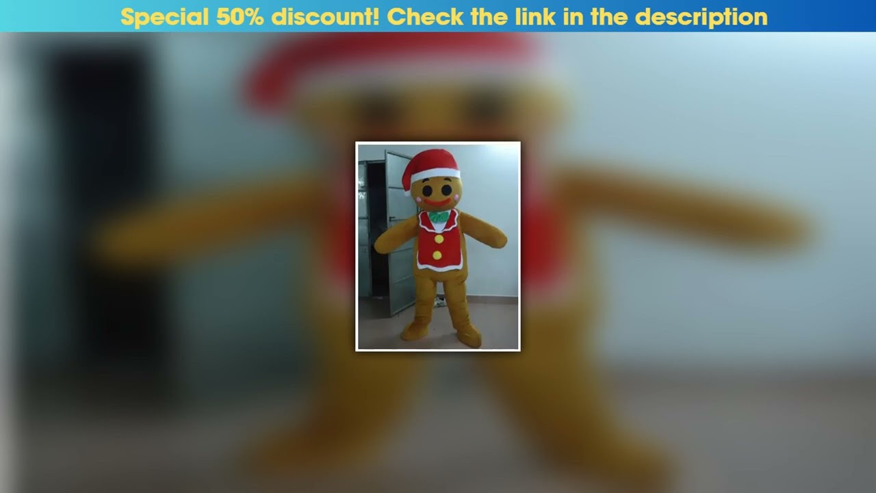Deal New Adult Halloween Christmas Gingerbread Man Mascotte Fancy Dress Cartoon Mascot Costume Plus