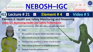 NEBOSH IGC Lecture 21 (Element 4) - Reviewing Health and Safety Performance || NEBOSH Book IG1