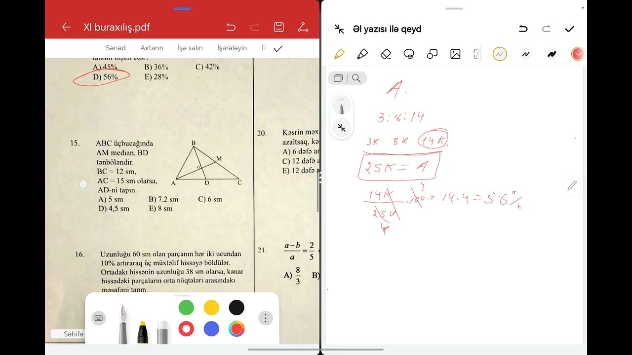 23.11.2025-ci il YUSİ AKADEMİ 11ci sinif 1 qurup Blok sualların izahı