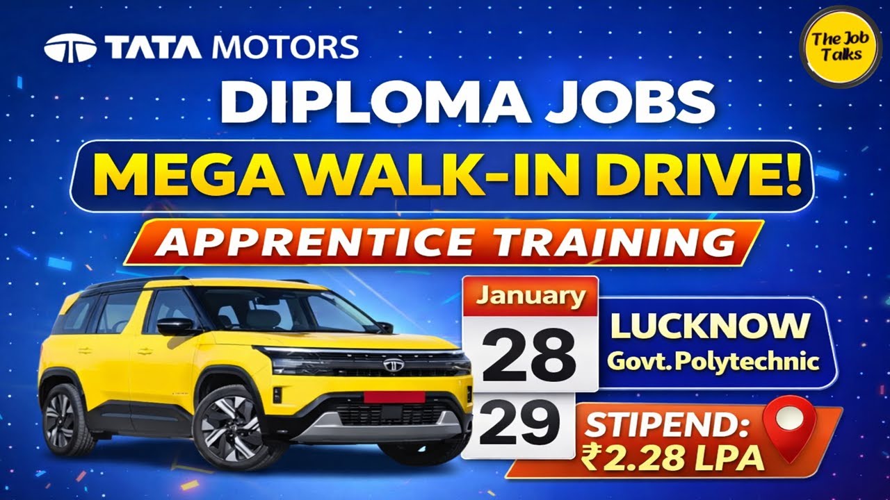 Tata Passenger Electric Mobility Diploma Apprentice 2026, Walk In Drive, Govt Polytechnic Lucknow