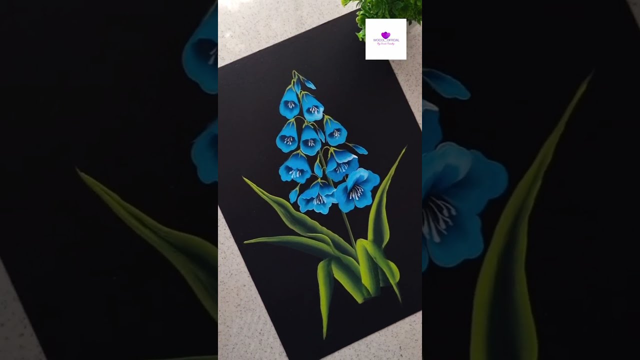 Blue onestroke flowers Quick tutorial | Easy flower painting Day
