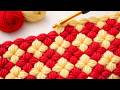 Beautiful Crochet Puff Flower Pattern 🧶 Easy 2-Color Blanket Stitch