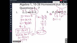 Algebra 1, 10-28 Homework due 10-30- CPM