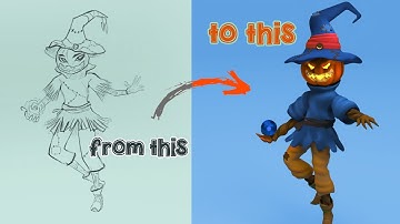 From 2D Sketch to 3D Model - Creating a Character in Womp 🎃✨