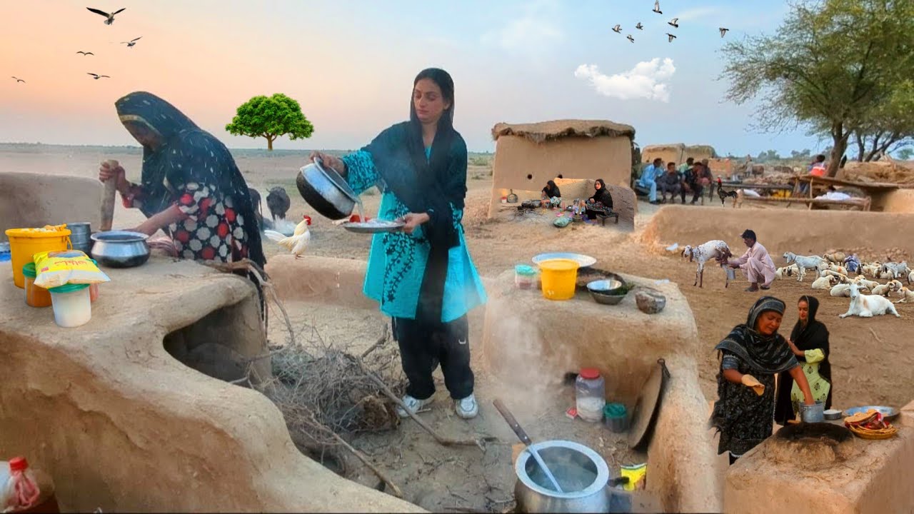 Desert Women Evening Routine | Village Food | Desert village Cooking | Desert of Pakistan Punjab 