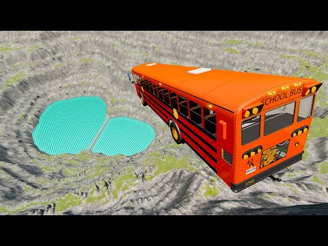 School Bus Jumps & Falls Into Leap Of Death #3 - BeamNG.Drive