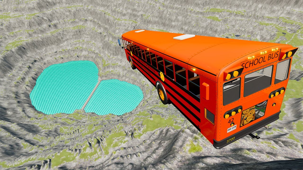 School Bus Jumps & Falls Into Leap Of Death #3 - BeamNG.Drive