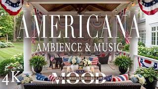 🇺🇸 Cozy Patriotic Porch Ambience | Memorial Day & 4th of July Fireplace | Americana Acoustic Music