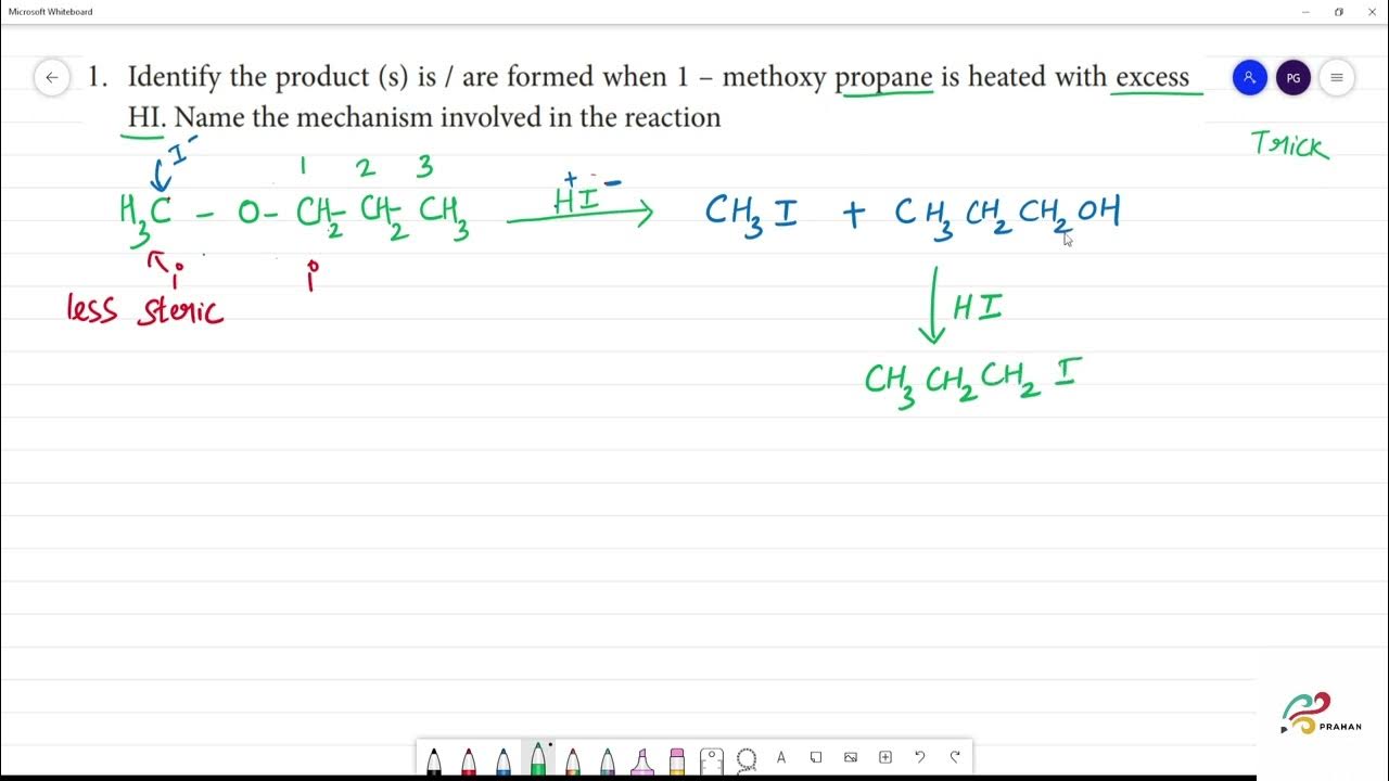 Identify the product (s) is / are formed when 1 methoxy propane is