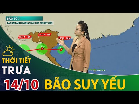 Video Thời tiết trưa, chiều 14/10/2020: Bão suy yếu thành áp... - youtube