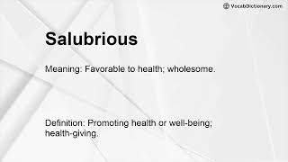 Salubrious Meaning Wealth