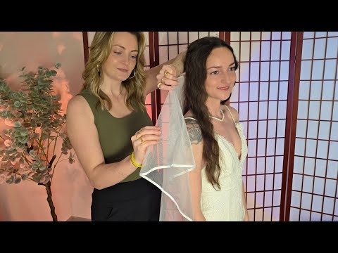 ASMR Cocktail Dress Fitting & Measurments With Veil & Light Makeup-Finishing Touches With Final Look