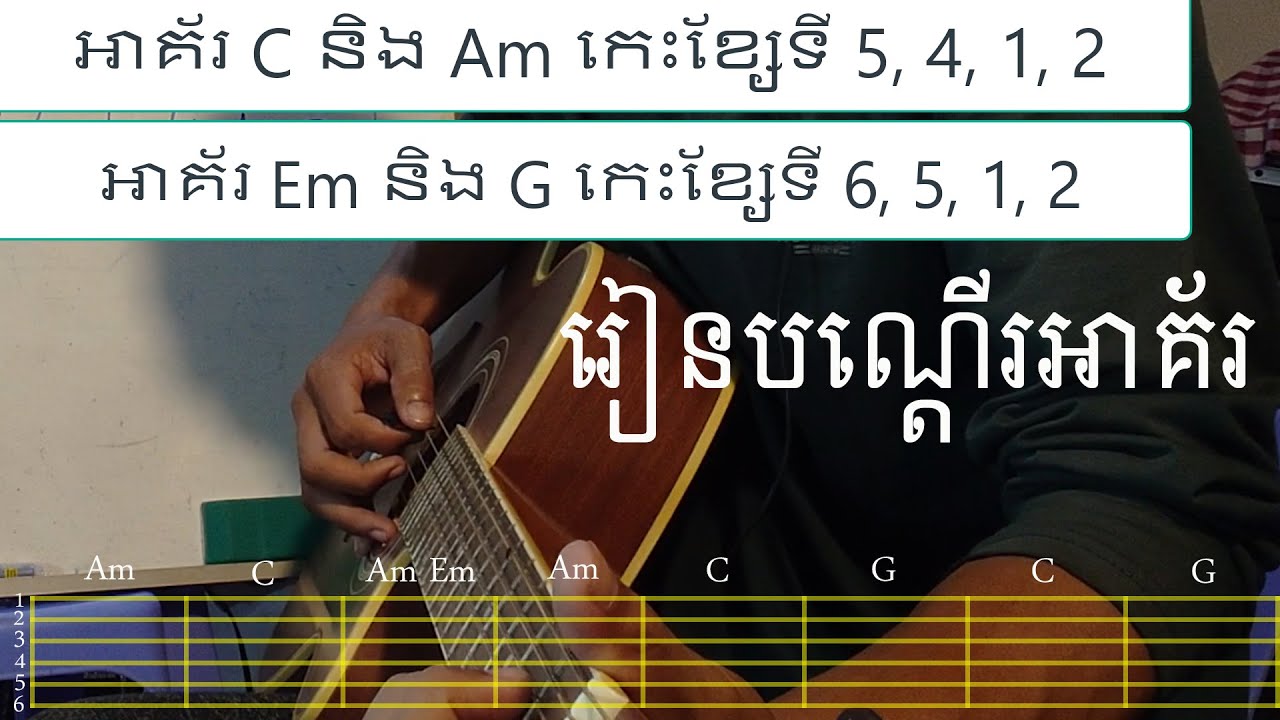 រៀនបណ្តើរអាគ័រចង្វាក់ Slow [ Strumming Slow ] - | chord guitar strumming - vin solo #guitarlesson
