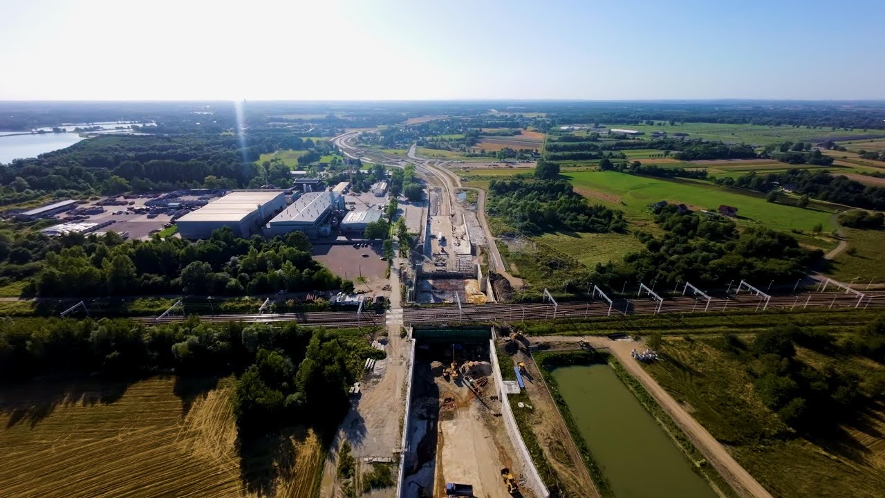 Budowa obwodnicy Oświęcimia z lotu ptaka