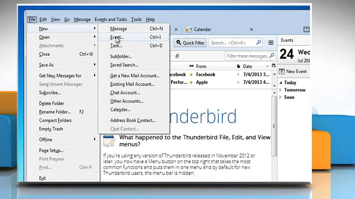 How to create a new event in Lightning on Mozilla® Thunderbird