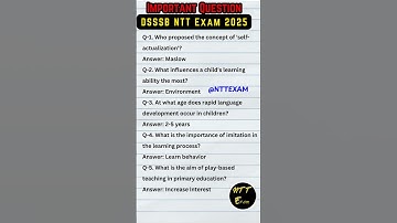 DSSSB NTT Most Asked Questions | NTT Exam Question #nttstudymaterial #nttexamtips  #nurseryteacher