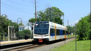 NJ Transit River Line: Diesel LRT train at Beverly-Edgewater Park (Stadler GTW DMUs)