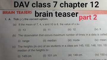 DAV class 7 chapter 12 brain teaser ।Class 7 maths chapter 12 brain teaser dav public school