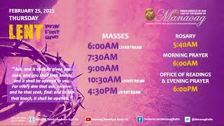 Thursday of the First Week of Lent/ FEBRUARY 25, 2021 / 5:40 A.M.