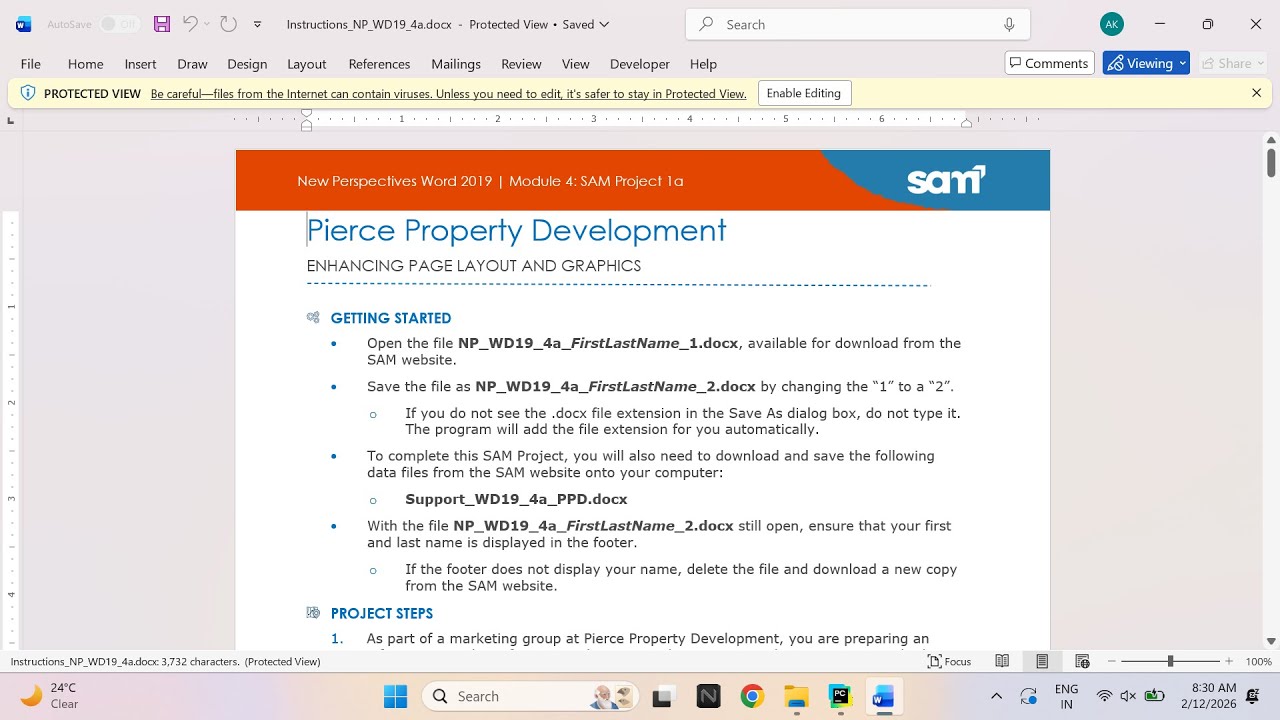 Sam Property Development New Perspectives Word 2019 | Module 4: SAM Project 1a Pierce Property ...